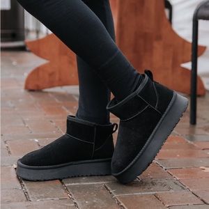 NWT Black Suede Mini Platform Boots